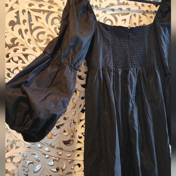 REFORMATION MICHAELA BABYDOLL MINI BLACK DRESS PUFF SLEEVES SIZE 8 - Picture 14 of 16